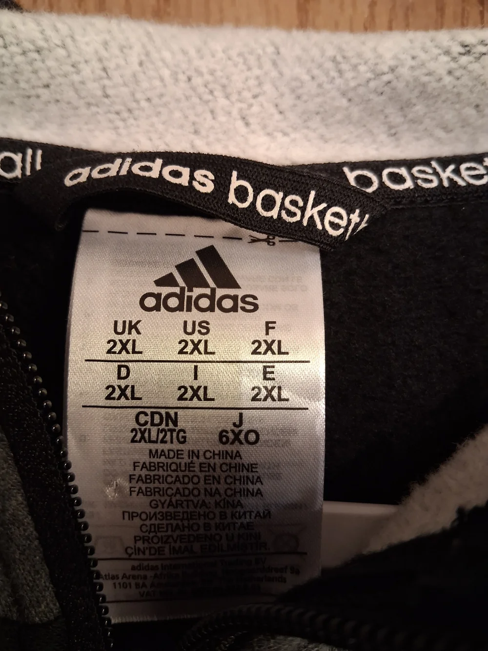 adidas Men's Charcoal Black Full-Zip Hoodie with Gray Accents